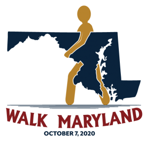 Walk Maryland- Blue Maryland bein held by yellow stick man